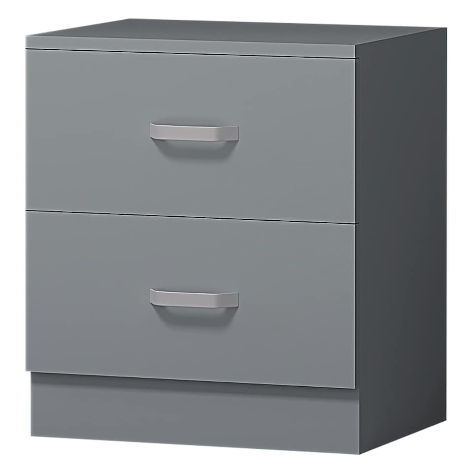 image 1 of FWStyle Tunis 3 Piece Bedroom Furniture Set - Matt Grey - Wardrobe + Chest + Bedside