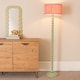 image 3 of ValueLights Bobbins Sage Green Floor Lamp Pleat Blush Pink Shade | Green | Pink