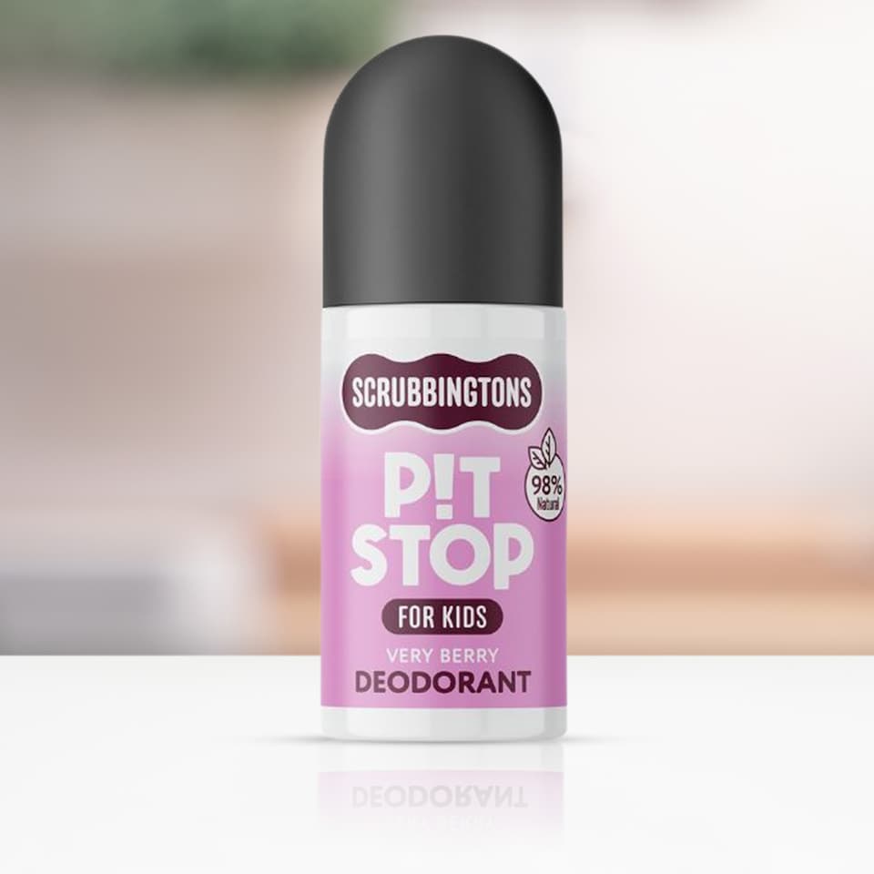 image 1 of Scrubbingtons Pit Stop Kids Deodorant Natural Roll On For Children, Teens Natural Ingredients For Sensitive Skin Paediatrician approved, Aluminium & Alcohol Free, Very Berry 75ml x 2 | White | White | 2