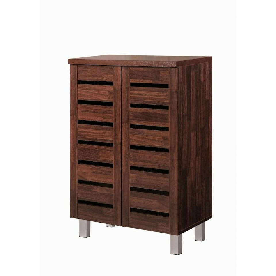 image 1 of Essentials 2 Door Shoe Cabinet Walnut Finish
