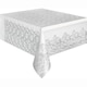 image 1 of White Lace Rectangular Plastic Table Cover, 54"x108"