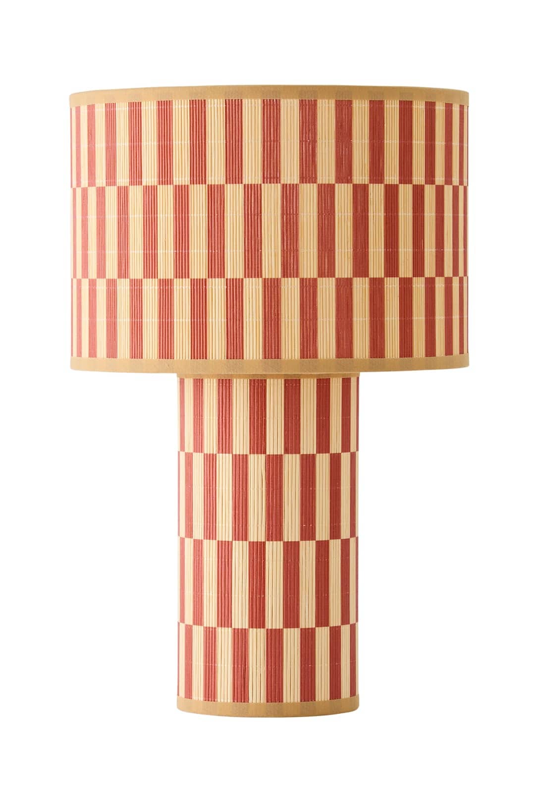 ValueLights Lori Orange Checkerboard Print Bamboo Table Lamp