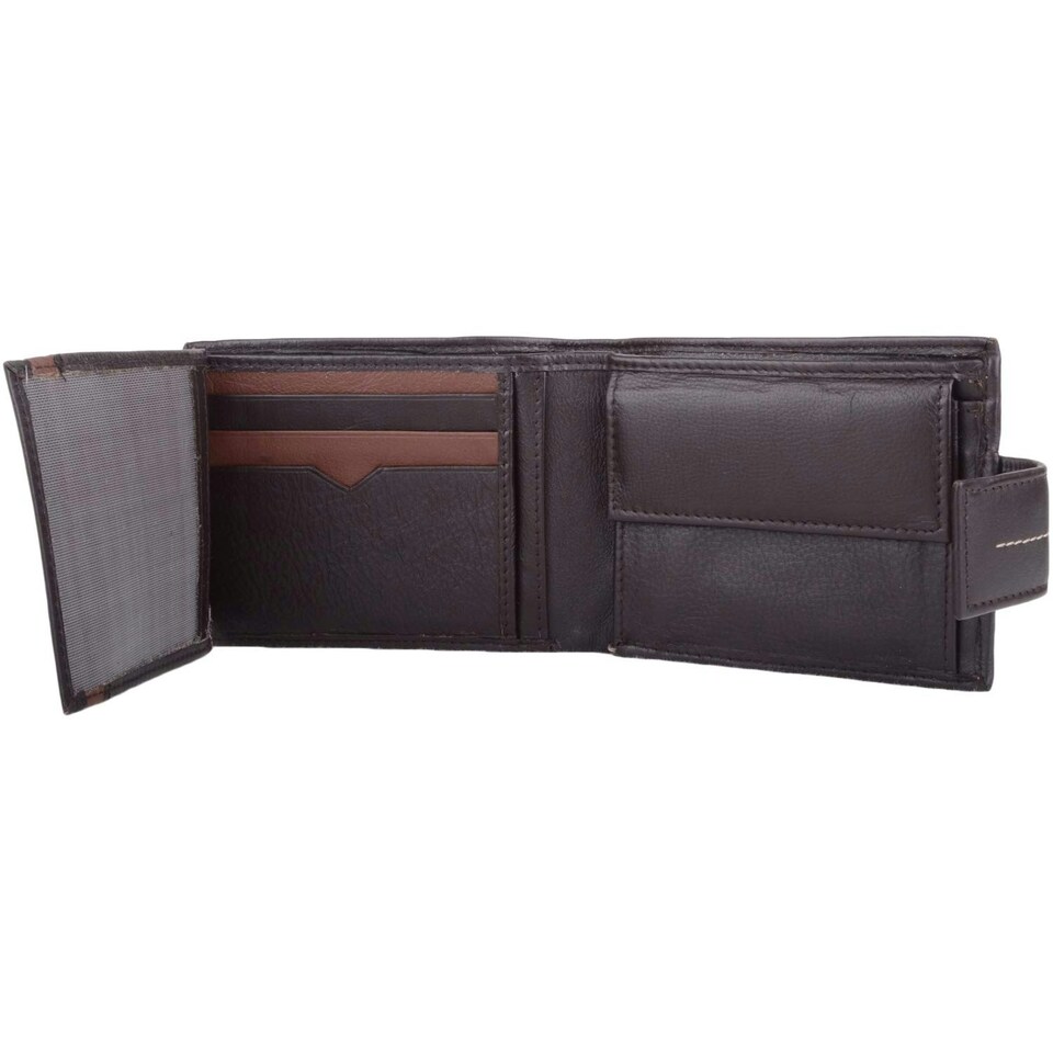 image 1 of Soft Leather Tri-Fold Money / Credit Card Holder / Wallet Brown