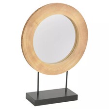Large Wood Frame Metal Base Vanity Mirror