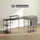 image 3 of HOMCOM 168cm Reversible L Shaped Desk, Industrial Corner Computer Desk with Adjustable Shelf and Storage Bag, 240cm 2 Person PC Table with Monitor Stand, Black | Black