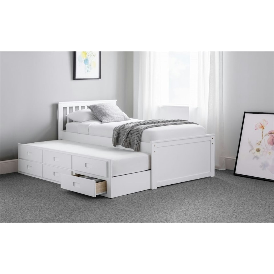 image 1 of Premier Crisp Pure White Day Bed Single 3ft (90cm) + Pull Out Bed (Guest Bed)
