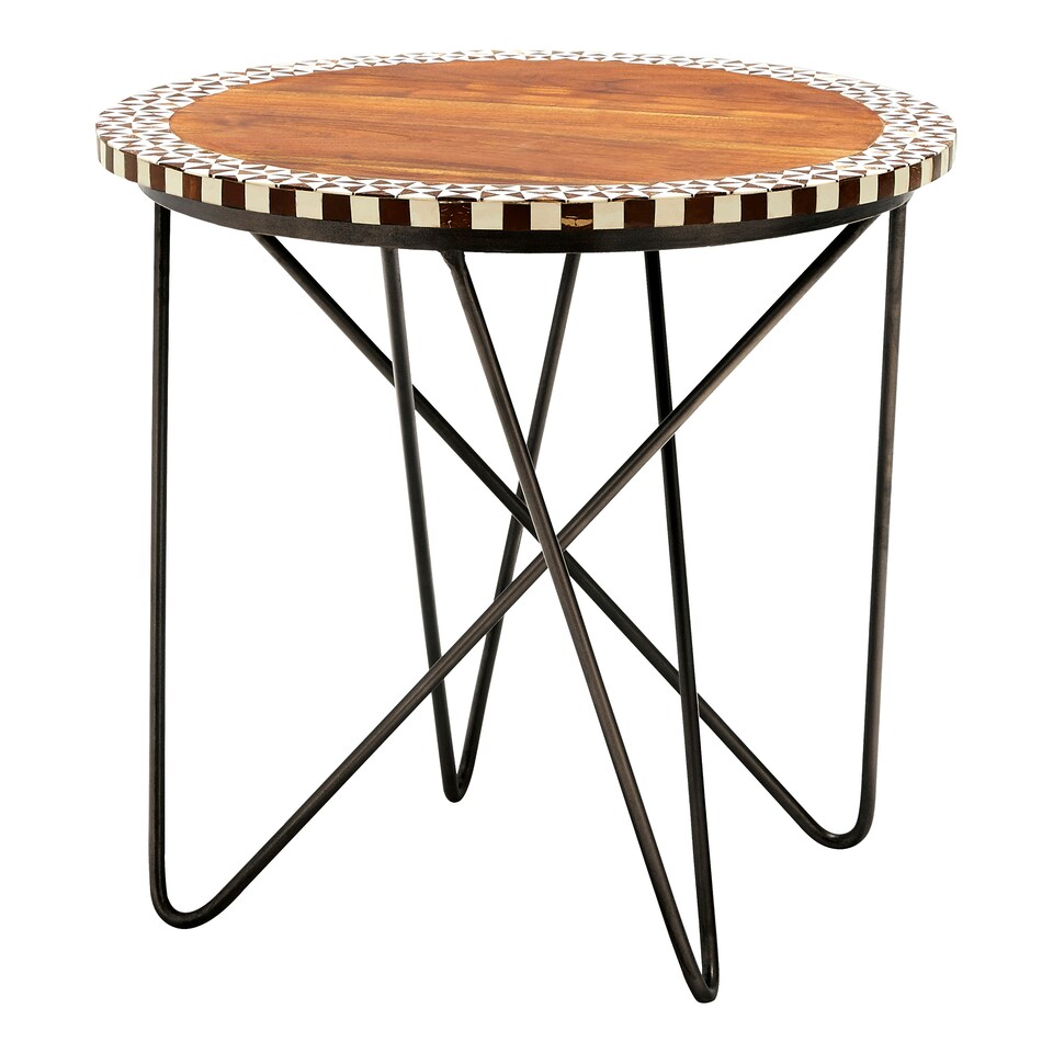 image 1 of Versatile Round Acacia Wood Side Table, Modern Design Round Side Table, Functional Modern Side Table Cream