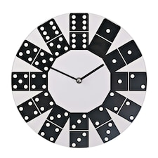 Hometime Round Wall Clock Domino Design Black | White