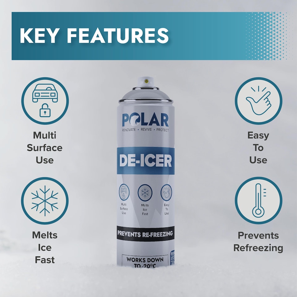 image 1 of Polar De-Icer Fast Acting Spray Prevents Refreeze | Clear | Clear | 500 ml | 1