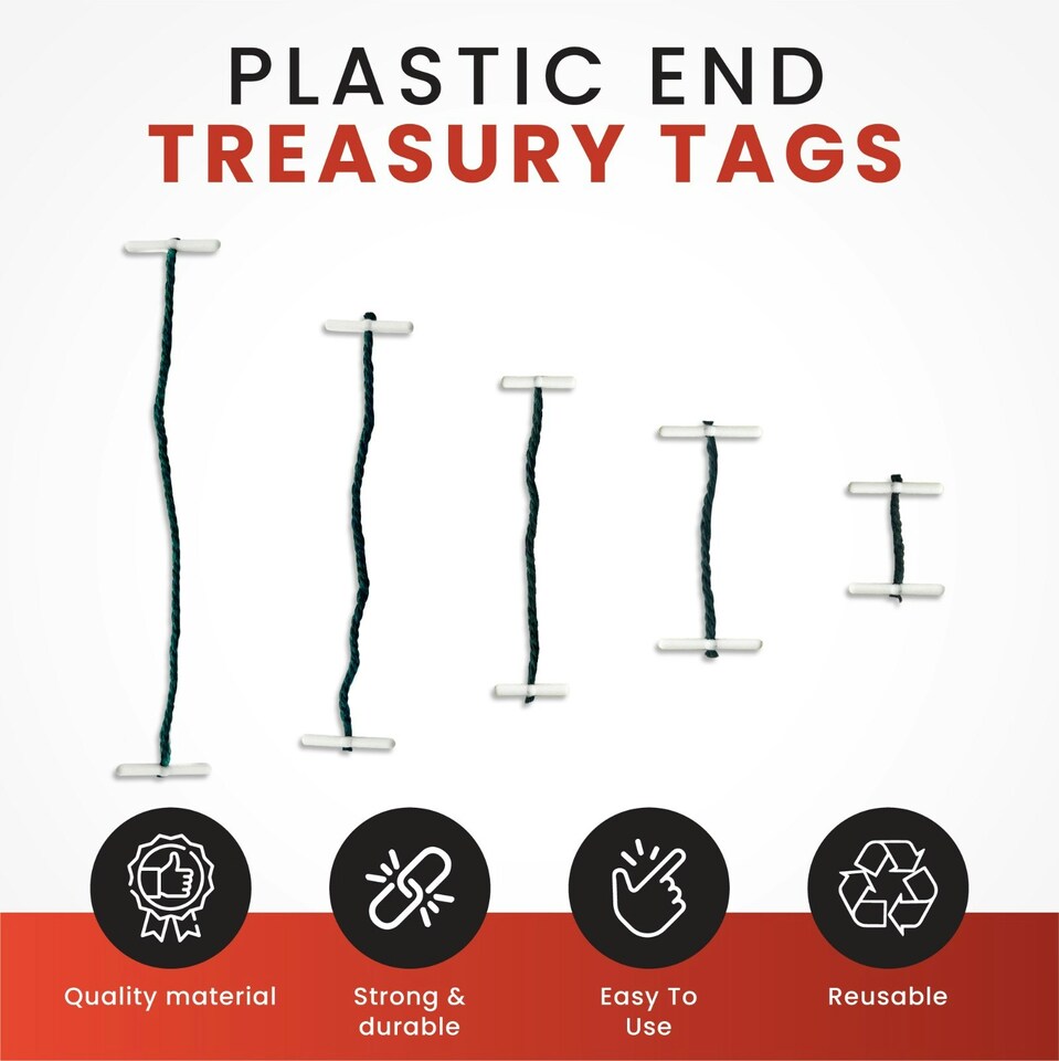 image 1 of Pack of 100 127mm Plastic End Treasury Tags