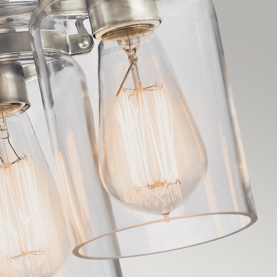 image 1 of Brinley 3 Light Flush Mount Ceiling Light Brushed Nickel, E27