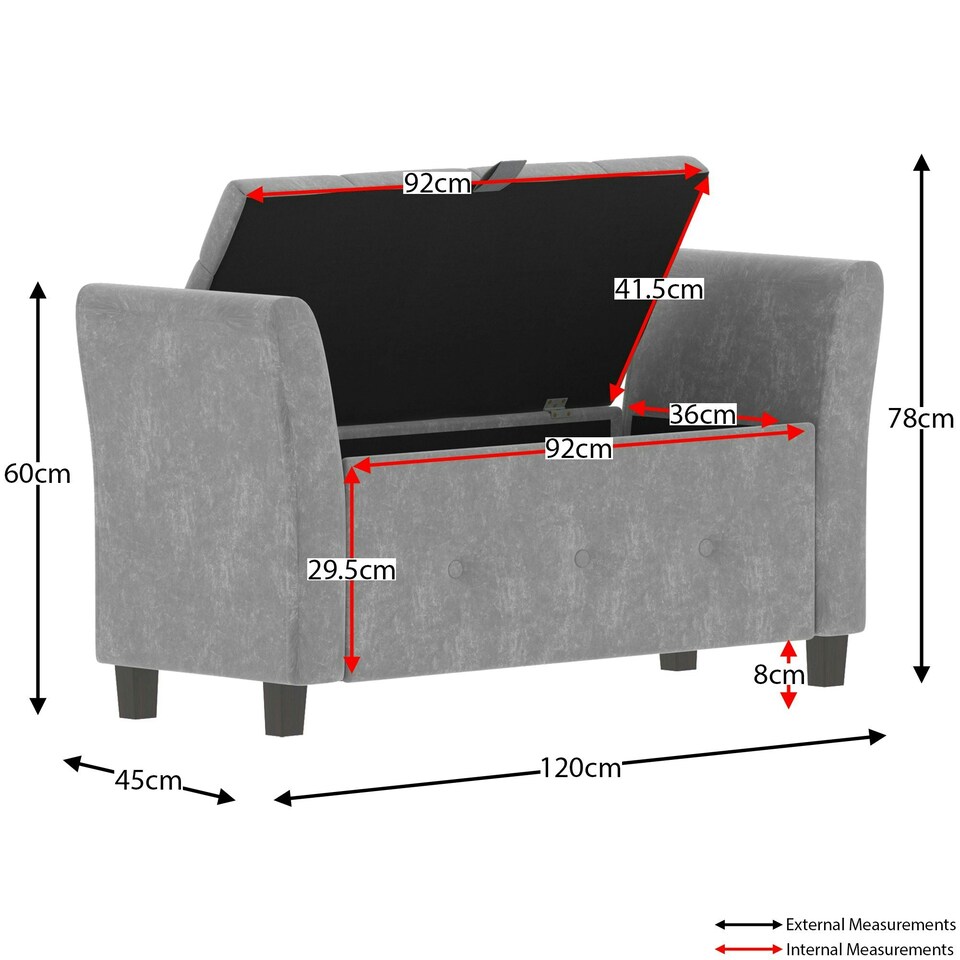 image 1 of Vida Designs Seville Storage Ottoman Bedroom Hallway Chest Bench, Crushed Velvet Silver Silver | Crushed Velvet Silver