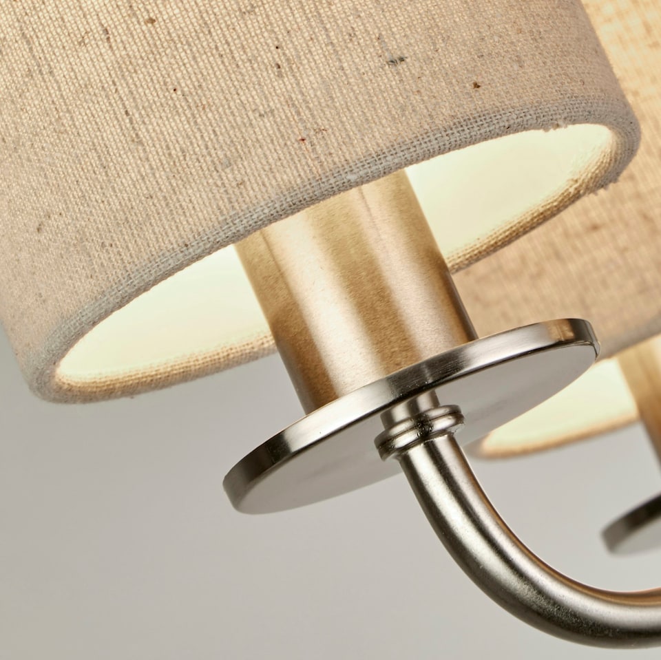 image 1 of 5LT SATIN SILVER CEILING WITH LINEN SHADES