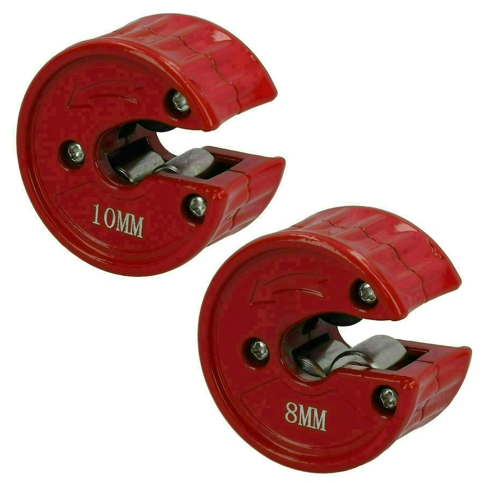 image 1 of 2pc Hand Operated Plumbing Auto Tube Cutter 8mm + 10mm Copper Plastic Pipe
