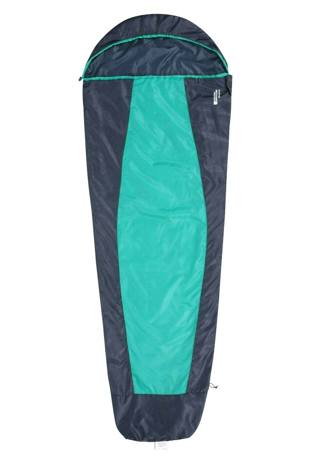 image 1 of Mountain Warehouse Traveller 50 Sleeping Bag Mummy Shaped Windproof Camp Bed Regular Length | Blue | Teal