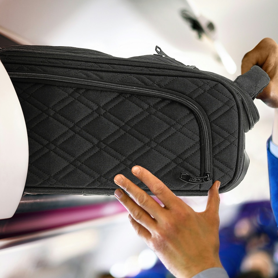 image 1 of Flight Knight 45x36x20cm easyJet Underseat Carry On Non Priority Approved Hand Luggage Case - 2 Wheels - Ultra Lightweight Durable Soft Textile Cabin Suitcase Purple | Purple Mono | Cabin Bag
