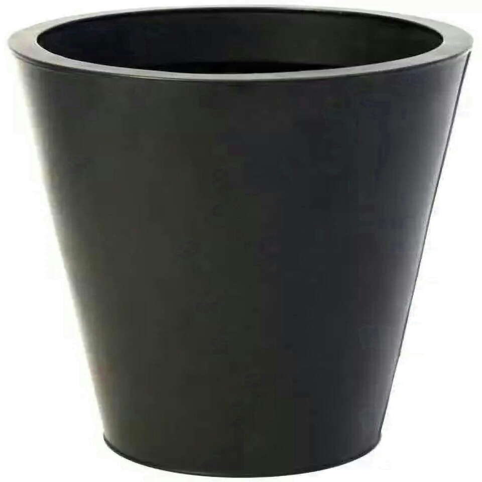 image 1 of Primrose Galvanised Zinc Black Cone Flared Garden Planter with Drainage 70cm