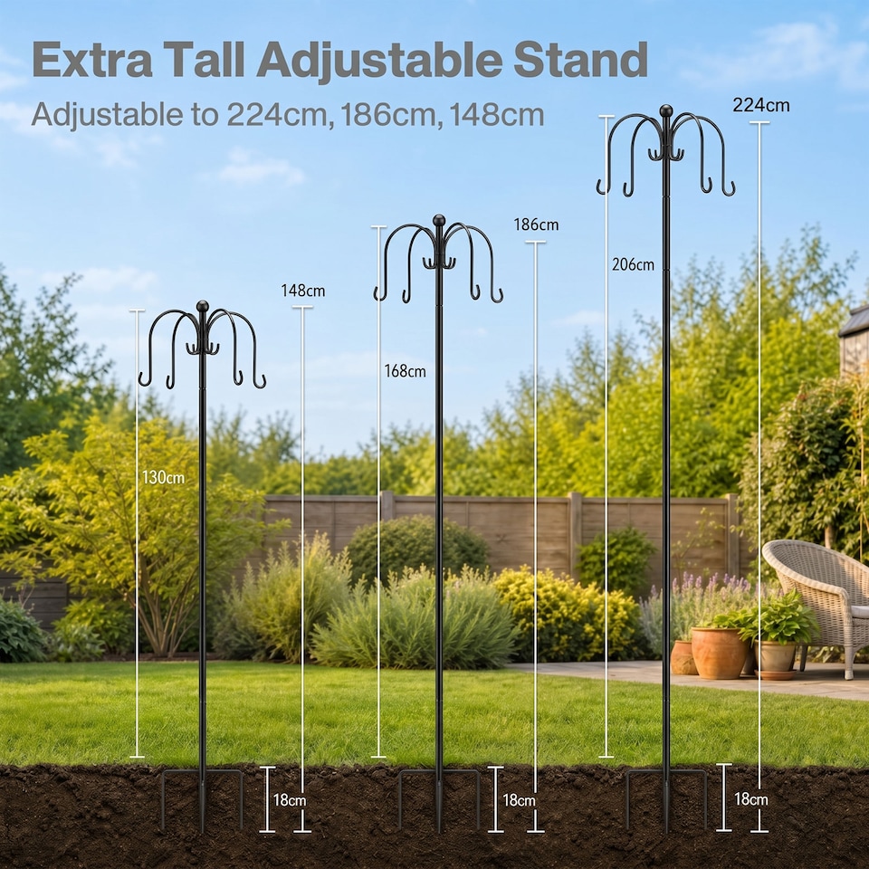 image 1 of TOQUE Complete Bird Feeding Station 4 Feeders Outdoor Garden Wild Birds Feeder