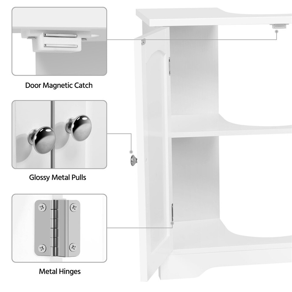 image 1 of Yaheetech Wooden Bathroom Cabinet with Precut Sink Hole Grey White