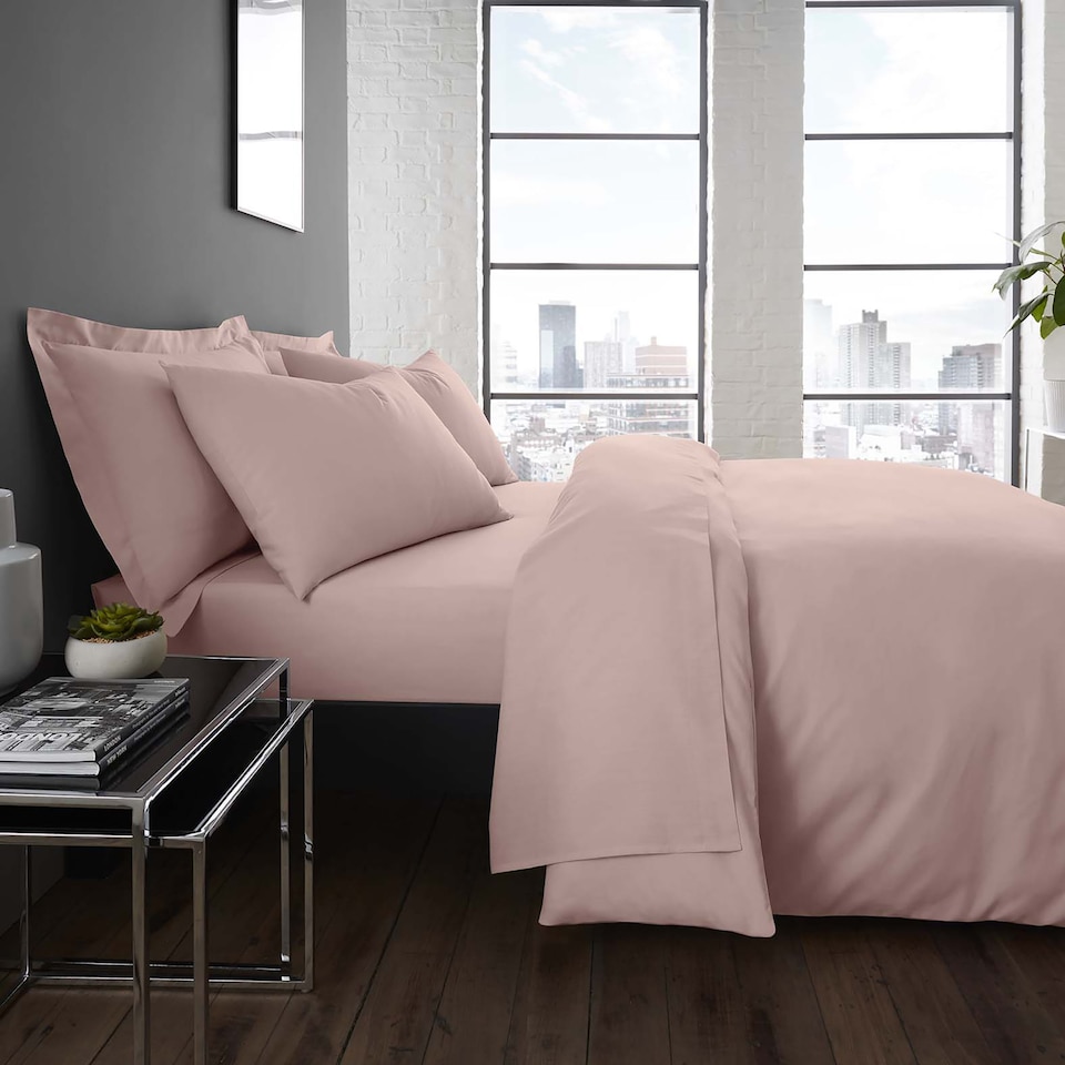 image 1 of Serene Plain Dyed Fitted Bed Sheet Blush
