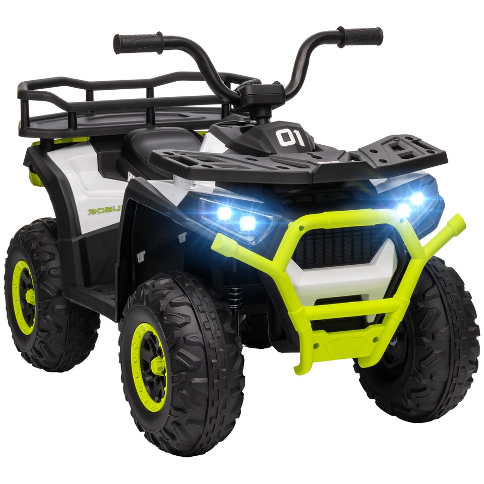 image 1 of AIYAPLAY 12V Kids Electric Ride on ATV, Battery Powered Quad Bike with 4 Suspension Wheels, Forward Reverse Function, Headlights, Music, Storage Basket, for Ages 3-5 Years, Green