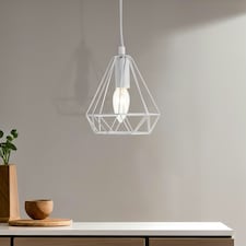 Interiors by Premier Beli White Metal Wire Pendant Light
