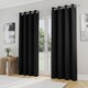 image 1 of Enhanced Living Nightfall Plain Supersoft Black Thermal Blockout Eyelet Curtains (PAIR) - 46 x 54 inch (117 x 137cm) | Black | Black | 2