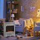 image 2 of HOMCOM Electric Fireplace Stainless Steel 2KW Heater LED Fire Flame Silver | Brown