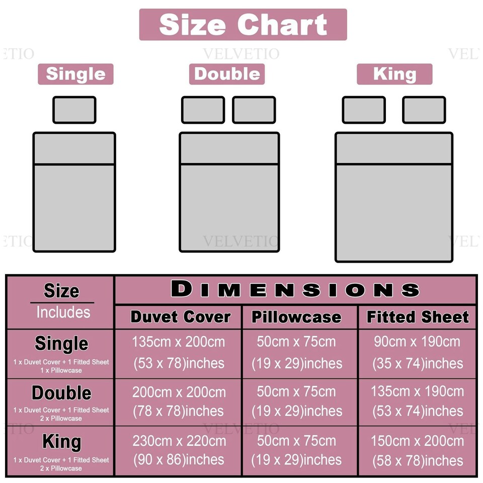 image 1 of VELVETIO Shannon Complete Duvet Cover Set with Fitted Sheet Soft Polycotton Bedding Sets Pink | Double