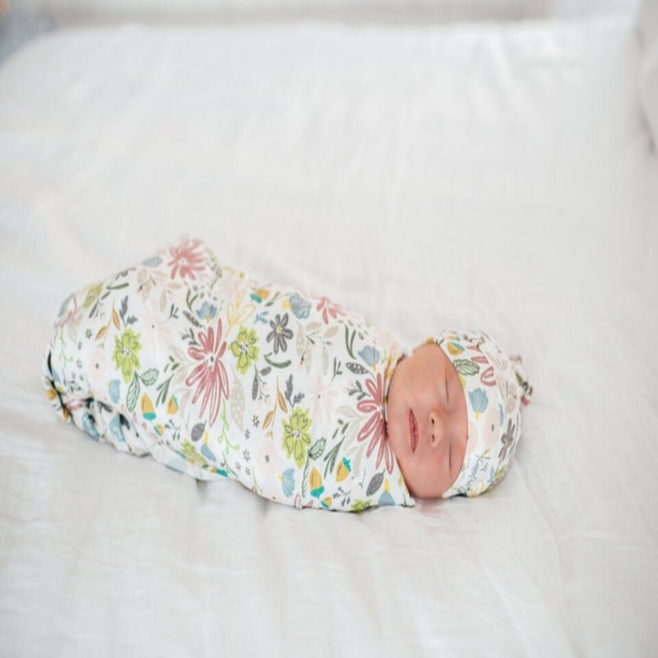 image 1 of Copper Pearl Knitted Swaddle Blanket Olive
