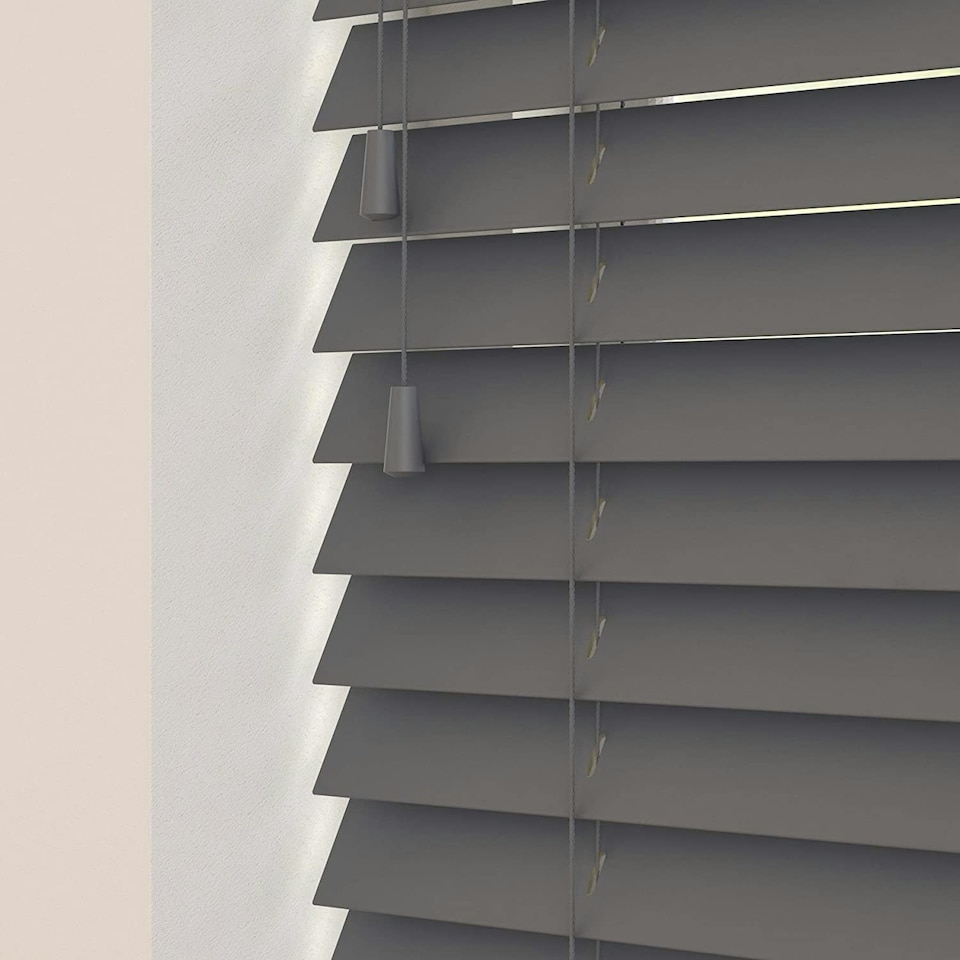 image 1 of 195cm Anchor Grey Wooden Venetian Blinds With Strings (130cm drop) | Grey | Grey