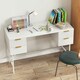 image 6 of COSTWAY Modern Computer Desk with 4 Drawers White