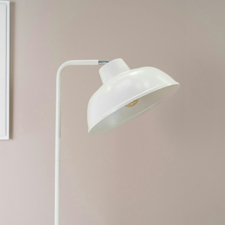 image 1 of ValueLights Morris White Retro Dome Metal Freestanding Floor Lamp with LED Bulb