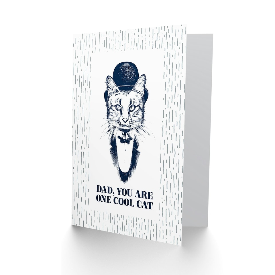 image 1 of Cool Bowler Hat Suit Fathers Day Cat Fathers Day Dad Card