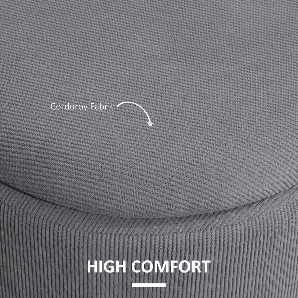 image 1 of HOMCOM Set of 2 Round Ottoman with Storage, Fabric Vanity Stool for Makeup, Footrest Stool with Removable Lid for Living Room & Bedroom, Light Grey | Grey