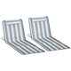 image 6 of Outsunny 2 Pieces Outdoor Beach Mat Steel Reclining Chair Set w/ Pillow Grey