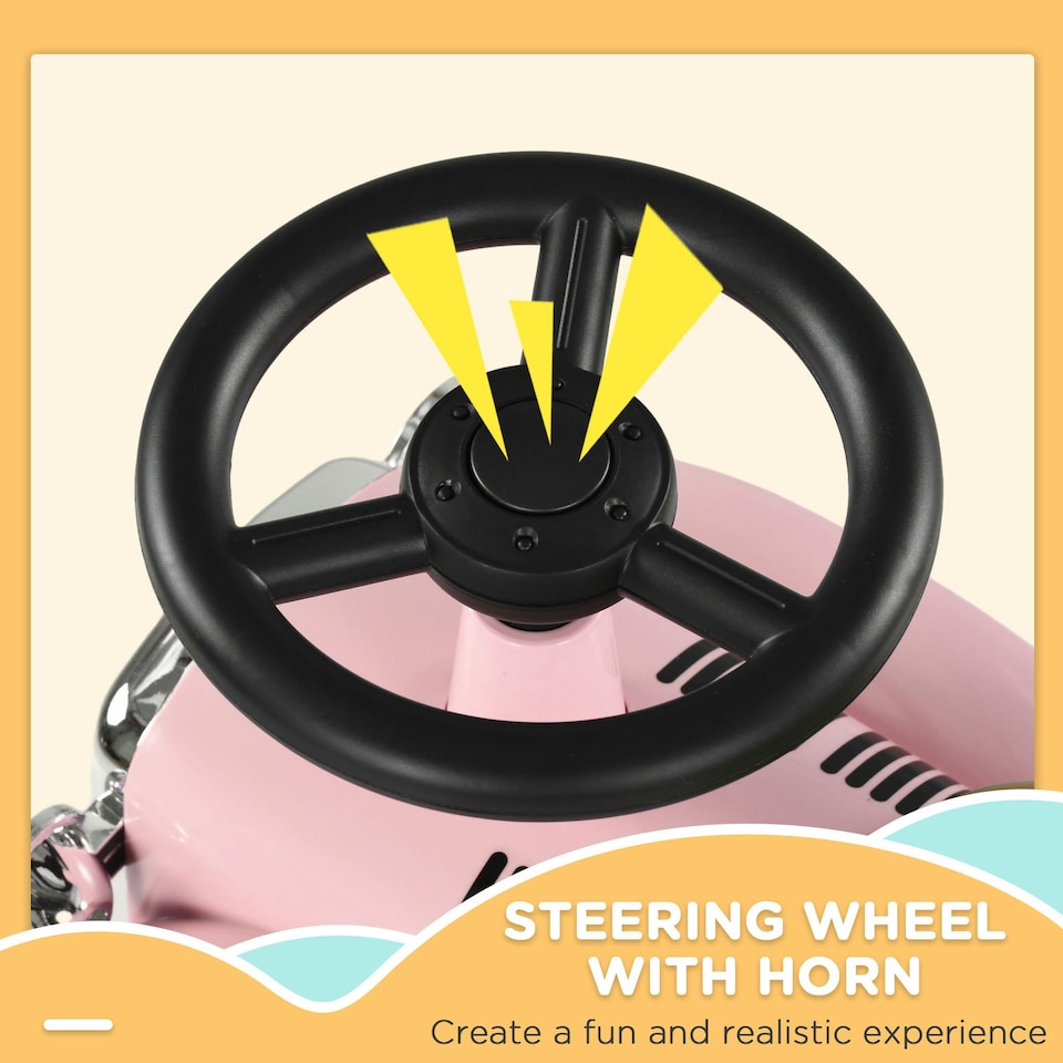 image 1 of AIYAPLAY Foot to Floor Slider with Steering Wheel, for Ages 12-36 Months -  Pink