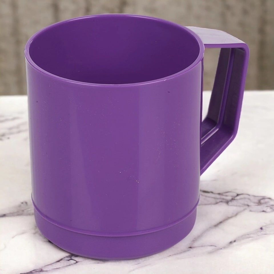 image 1 of 6 Set 260ml Plastic Mug Tumbler Cup & Handle Party BBQ Microwave Dishwasher Safe | Purple | Purple