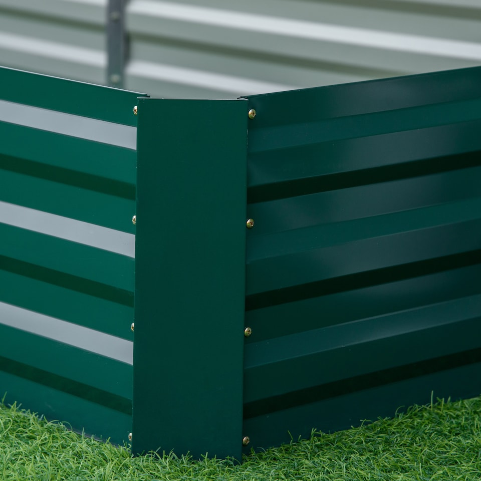 image 1 of Outsunny Galvanised Raised Garden Bed Metal Planter Box with Open Bottom, Green