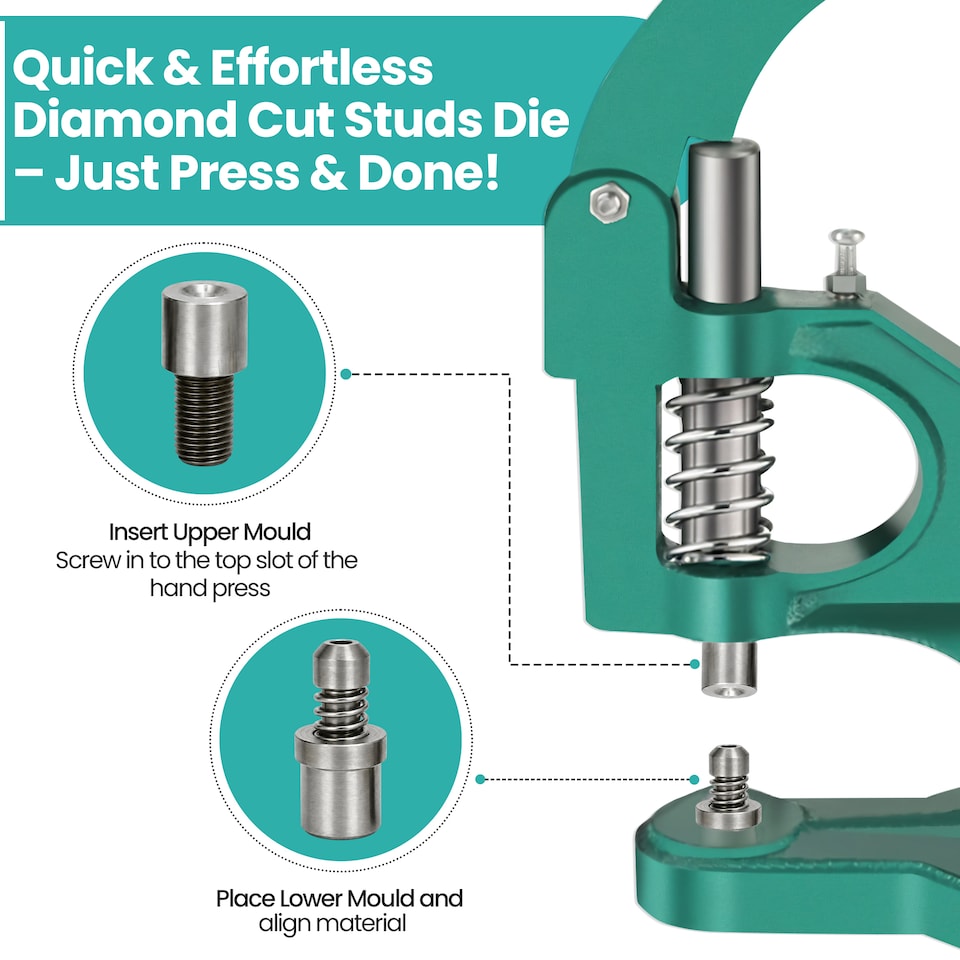 image 1 of 5mm Diamond Cut Punk Studs Die for Green Machine Hand Press for Jackets