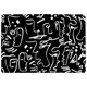 image 1 of Faces, Masks and Geometric Shapes Repeating (Rug) Black | M