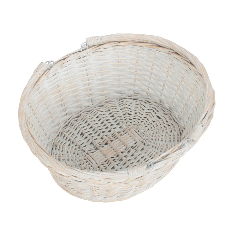 image 1 of Large White Swing Handle Wicker Shopping Basket White | White | One Size