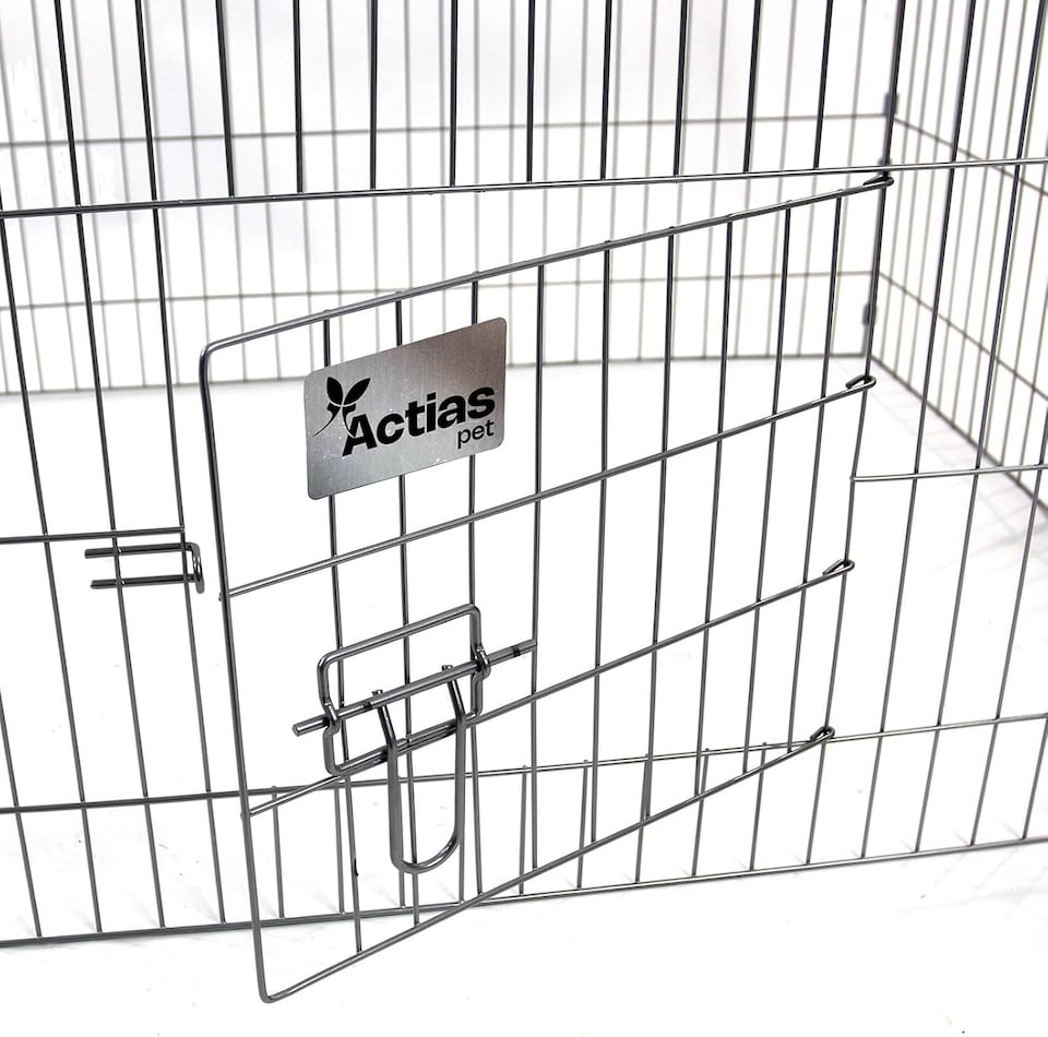 image 1 of Actiaspet - Grey Metal Pet Run with Gabled Roof and Sunshade | 180 x 75 x 75cm