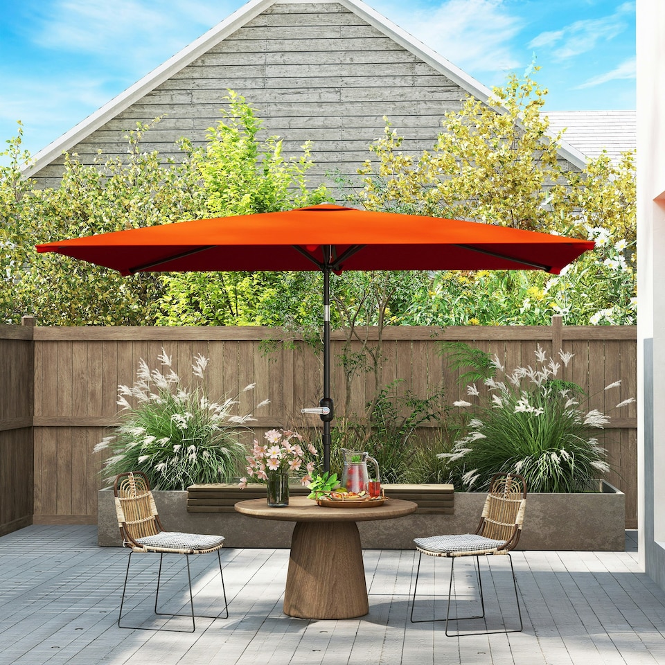 image 1 of Outsunny 3x2m Garden Parasol Canopy Tilt Crank 6 Ribs Sun Shade Orange