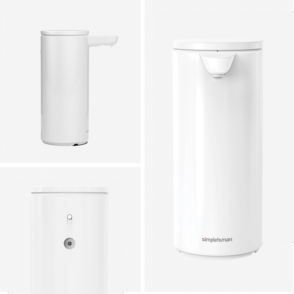 image 1 of Simplehuman 266ml Rechargeable Sensor Soap Pump, Automatic Hand Motion Soap Dispenser, White Steel