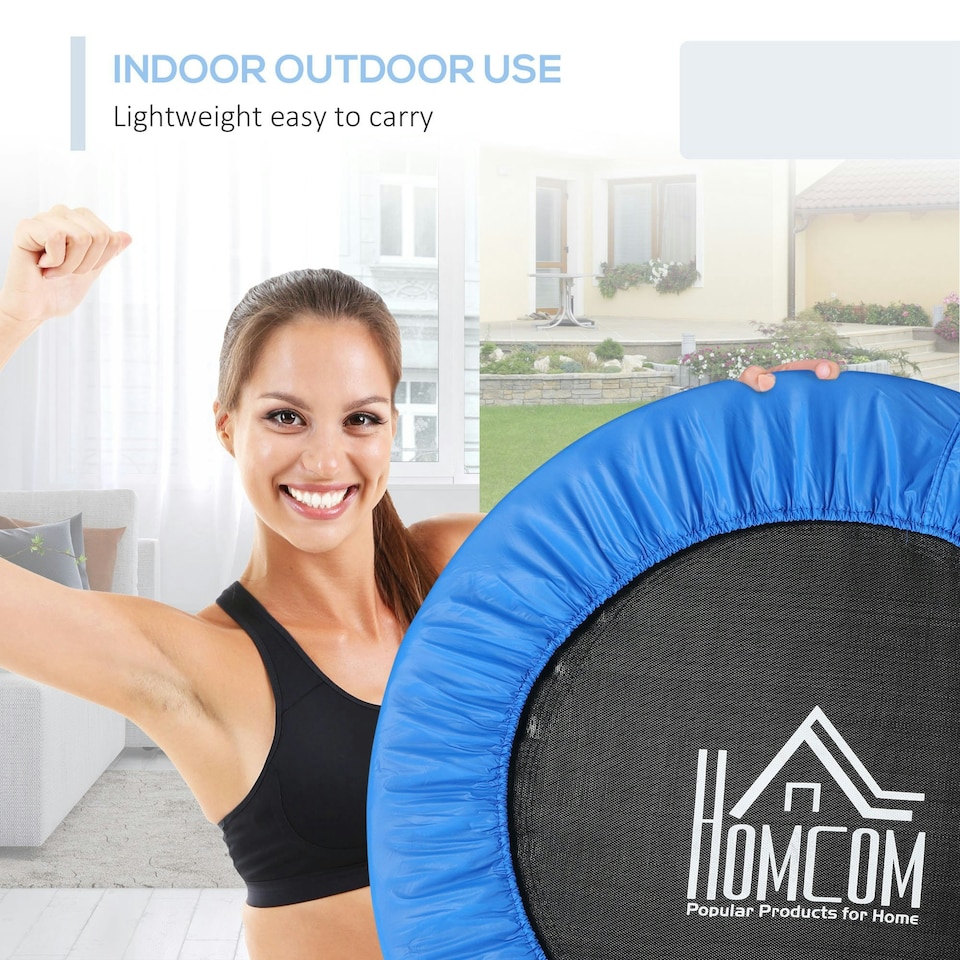 image 1 of HOMCOM Dia. 101cm Fitness Trampoline Exercise, Max Load 100 KG, Blue Black