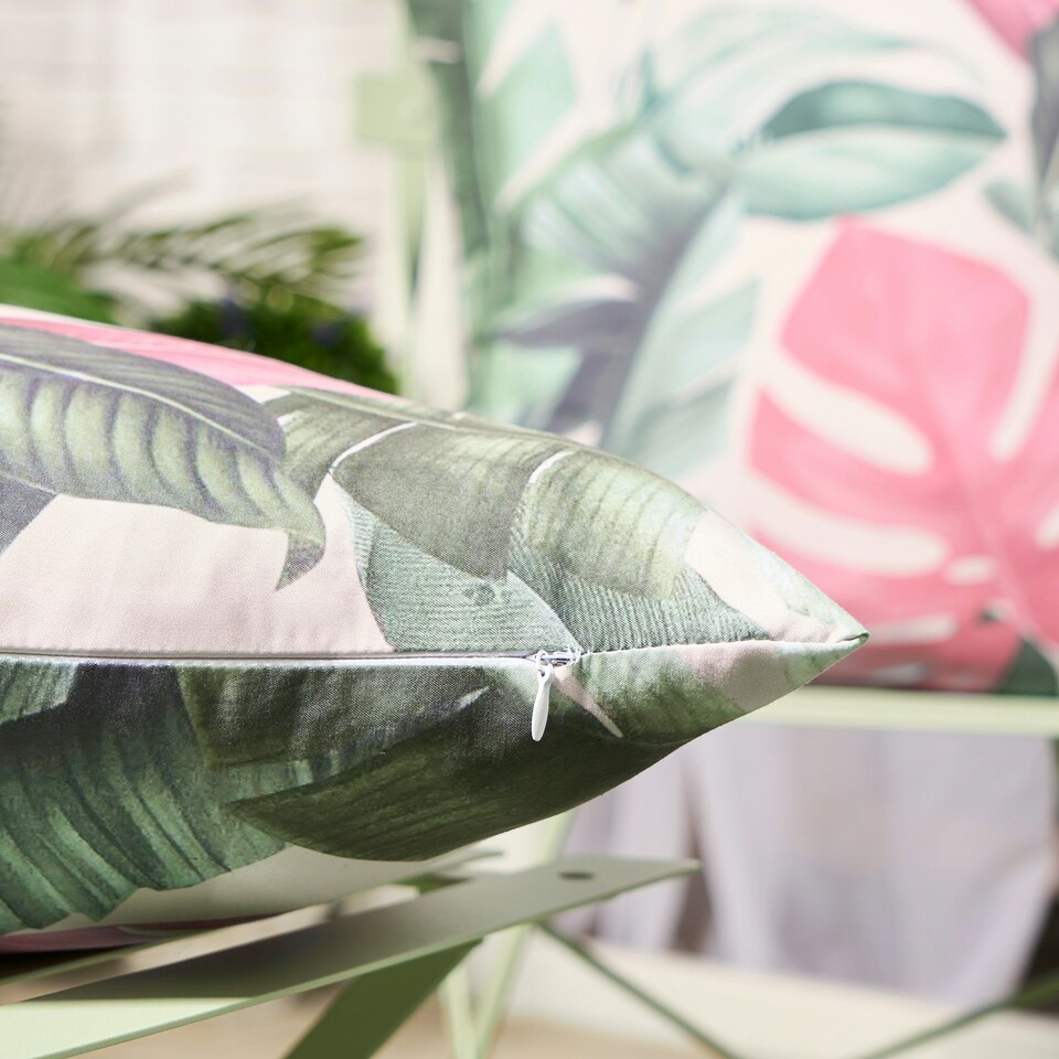 image 1 of OHS 4 x Tropical Print Outdoor Garden Patio Deck Chair Soft Waterproof Cushion Covers Green