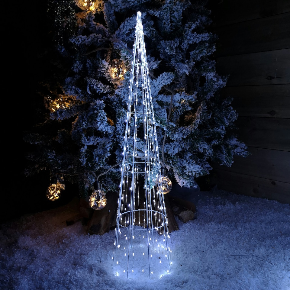 image 1 of Multi Function LED White Tree Cone Trio with 640 Cool White LEDs