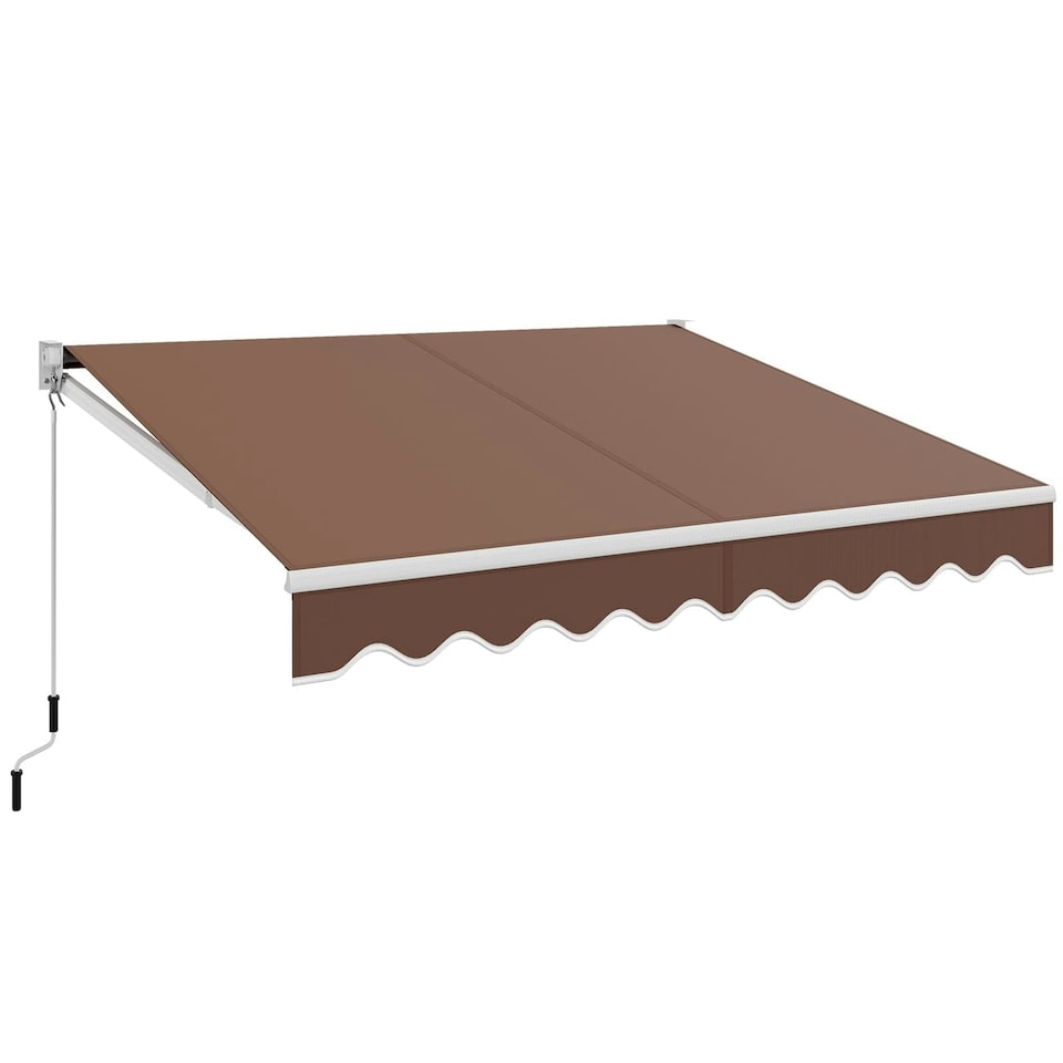 image 1 of COSTWAY Retractable Awning Aluminum Patio Sun Shade Brown | Brown