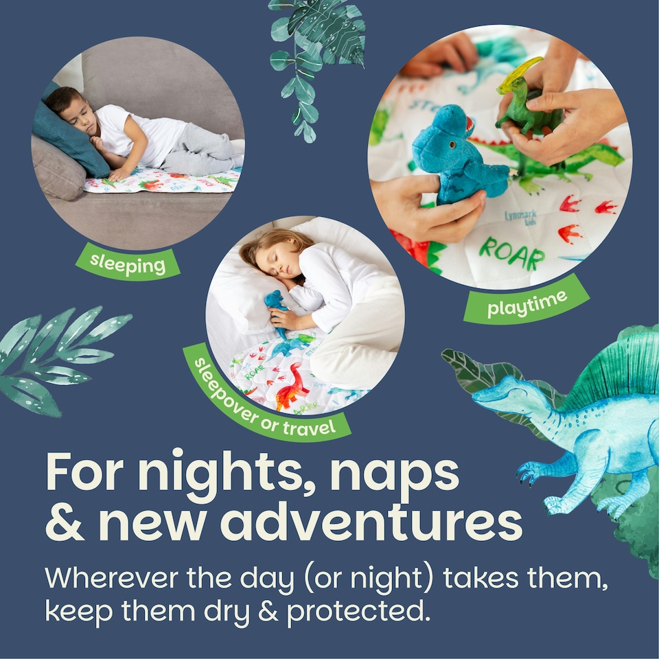image 1 of Toddler Potty Training Bed Pads - Non-Slip - Soft Waterproof Bedwetting Pee Protector Mat for Kids - Multi-Layer, Washable, Absorbs Up to 2000ml - 90 x 85cm White | Safari | Single